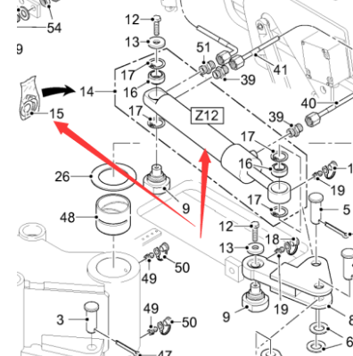WIRTGEN steering cylinder part number 62603
