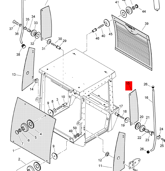 BOMAG side glass part number 92110627