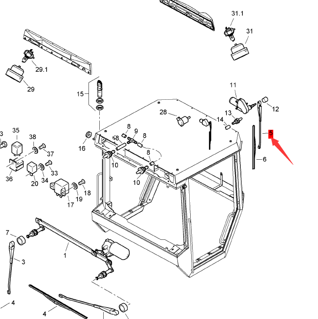 BOMAG rear wiper arm part number 05571518