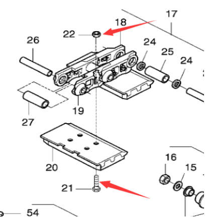 DYNAPAC paver track plate bolt part number 952761516