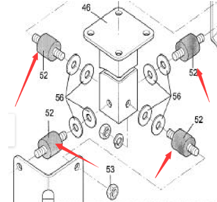 DYNAPAC paver accessories leveling instrument bracket shock absorber block part number 49300884
