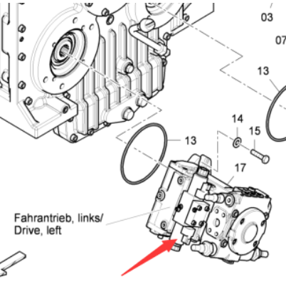 DYNAPAC paver accessory left walking pump part number 4812026131