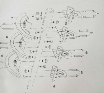 Dynapac 380-7 Spiral Shaft Spiral Blade Right Part Number 4812273322