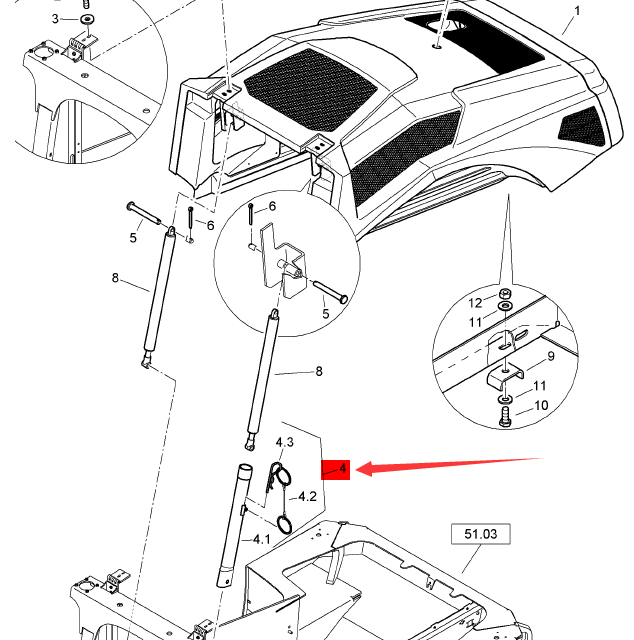 BOMAG cover support part number 58611348