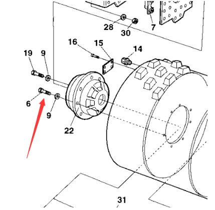 Запасный номер крепежного болта Dynapac 500082