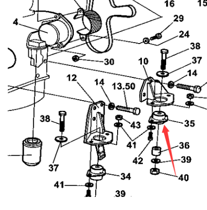 Dynapac engine foot pad part number 372984