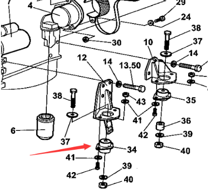 Dynapac engine foot pad part number 372983