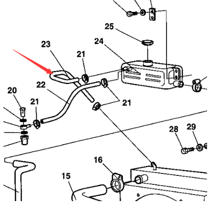 Dynapac auxiliary water tank water pipe part number 380372