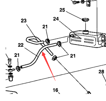 Dynapac auxiliary water tank water pipe part number 373775