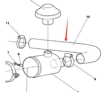 Dynapac air filter intake pipe part number 380157
