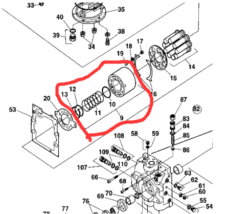 Dynapac walking pump cylinder body part number 901455