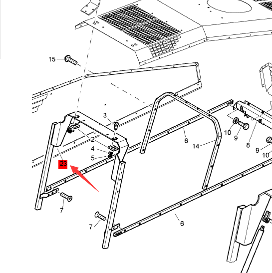 BOMAG engine hood bracket part number 58070969