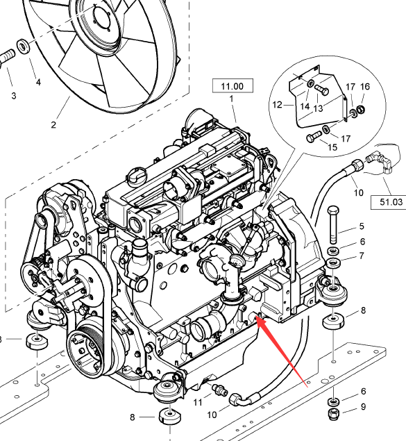 BOMAG diesel engine assembly part number 05702580