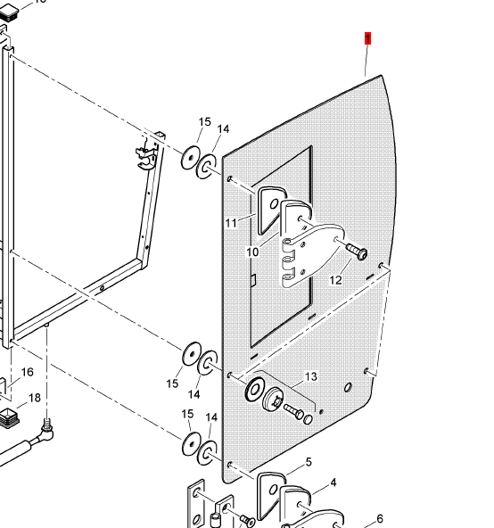 BOMAG door glass part number 05571190