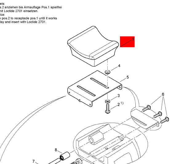 BOMAG side panel armrest part number 87610045
