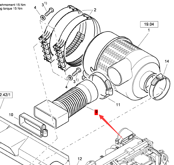 BOMAG intake hose part number 58220220