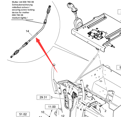 BOMAG gear cable part number 05561612