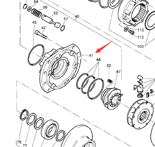 BOMAG walking motor middle housing part number 05818086