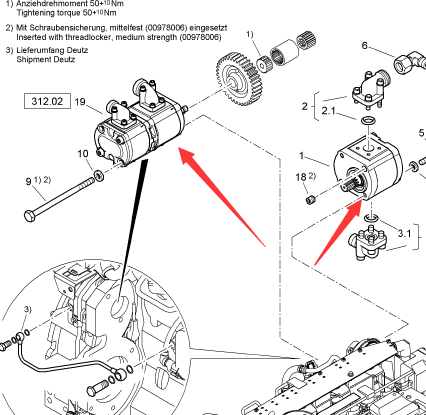 BOMAG engine dual gear pump part number 88212746