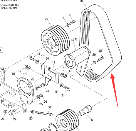 BOMAG milling drum belt part number 06312326