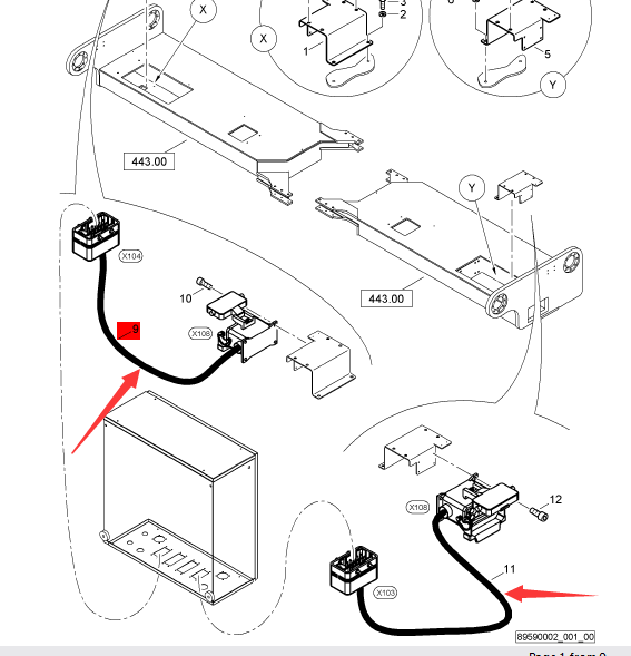 BOMAG power connection wire part number 83785496