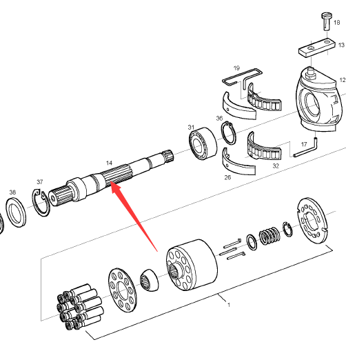 BOMAG walking pump shaft part number 05985314