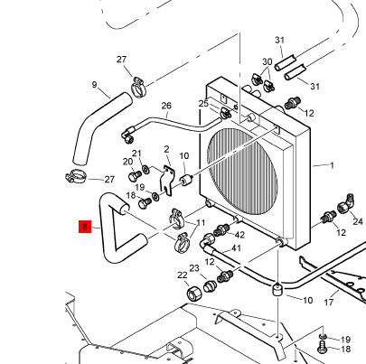 BOMAG engine water pipe part number 87060127