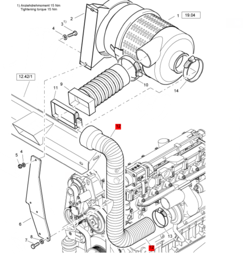 BOMAG turbocharger intake pipe part number 06510036