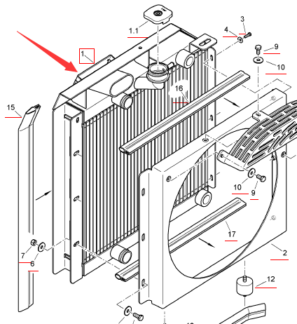 BOMAG water tank radiator assembly part number 88052071