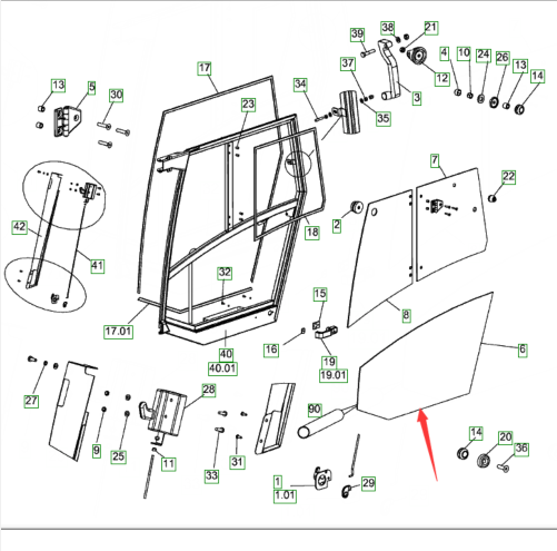 HAMM road roller locomotive door glass part number 1272489