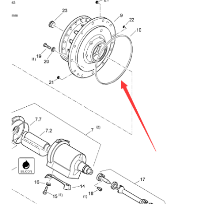 BOMAG steel wheel vibration O-ring part number 06223654