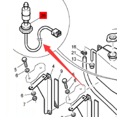 BOMAG engine auxiliary water tank water level sensor part number 05834103