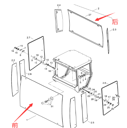 BOMAG front and rear windshield part number 92008007