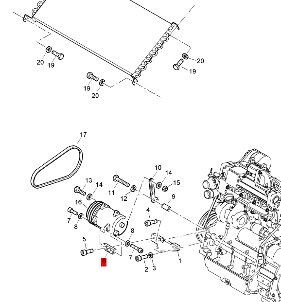 BOMAG air conditioning compressor support part number 58003356