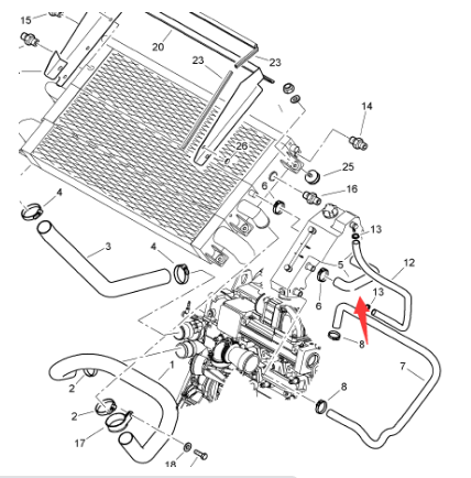 BOMAG auxiliary water tank water pipe part number 92012003