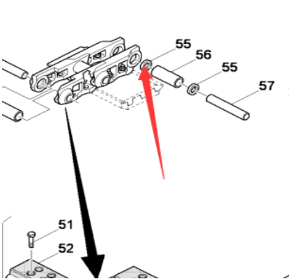 DYNAPAC paver accessory chain rail joint gasket part number D95277431