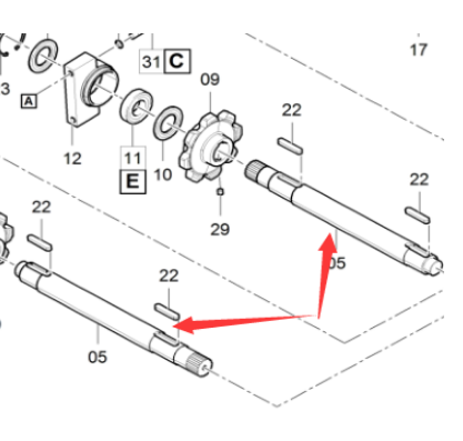 DYNAPAC SD2530CS paver scraper sprocket shaft part number 4812026897