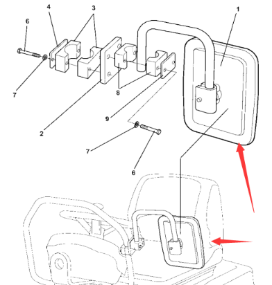 Dynapac reversing mirror part number 4700393204