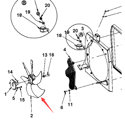 Dynapac engine fan blade part number 4812110543