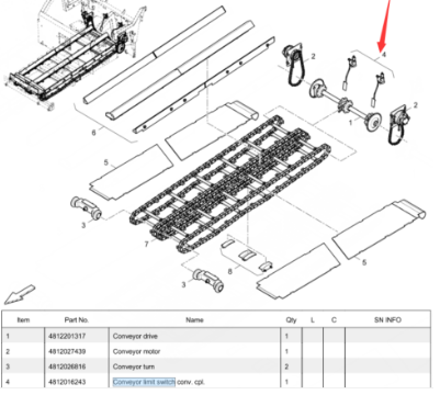 Dynapac Material Level Conveyor Part Number 4812016243