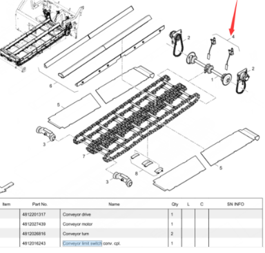 Dynapac Material Level Conveyor Part Number 4812016245