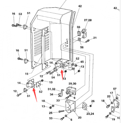 Dynapac engine compartment door hinge part number 381675