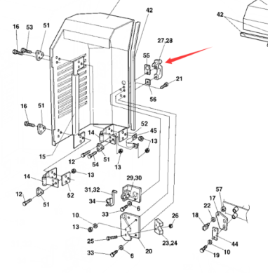Dynapac side door handle part number 371449