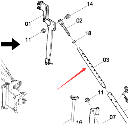 Dynapac adjustable pull rod part number 4812025509