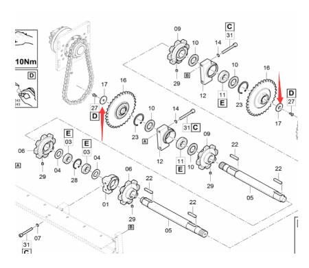 Dynapac scraper lower sprocket gasket part number 4812026723