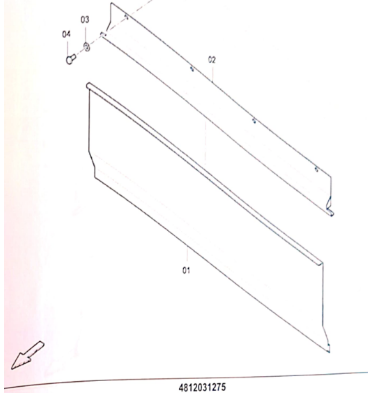 Dynapac left telescopic rammer front baffle part number: 4812031275
