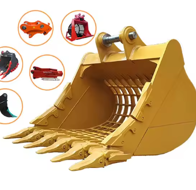 Reinforced HDR Hard Rock Excavator Bucket with Heavy Cutting Edge